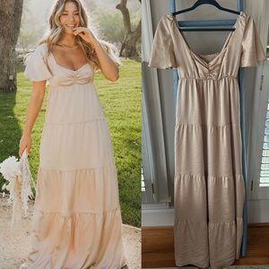 Show Me Your Mumu Champagne Gold Flouncey Nicole Maxi Dress